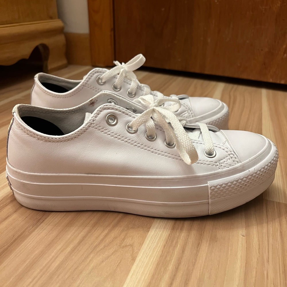 Custom white platform converse